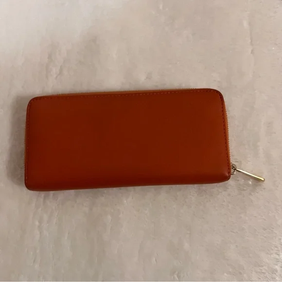 Michael Kors Jet Set Orange Leather Zip Around Wallet - Picture 5 of 7